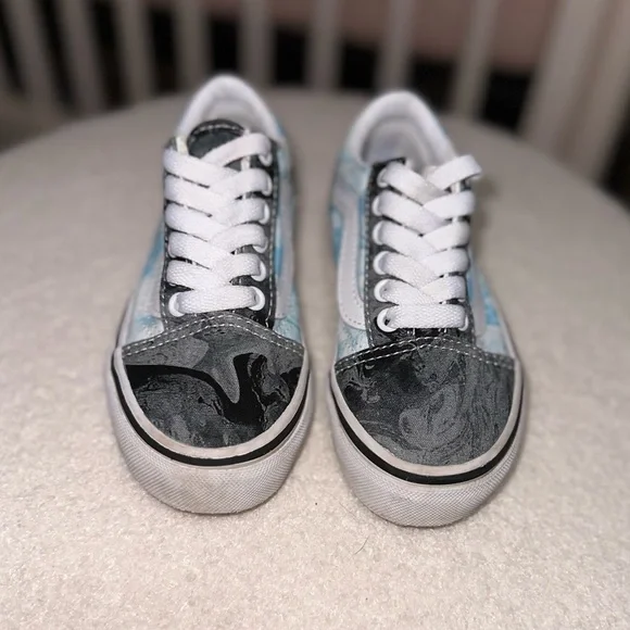 Vans Kids Old Skool Sneakers Shoes Colorful Marble Design Canvas + Suede Sz 10.5 - Picture 7 of 12